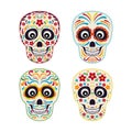 Set of mexican sugar skull with colorful ornament.