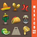 Set of mexico icons. Vector illustration decorative design