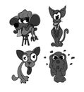 A set of mice cats and dogs vintage toons: funny character, vector illustration trendy classic retro cartoon style