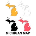 Set of Michigan map, united states of america. Flat concept icon vector illustration Royalty Free Stock Photo