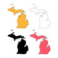 Set of Michigan map, united states of america. Flat concept icon vector illustration Royalty Free Stock Photo