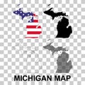 Set of Michigan map, united states of america. Flat concept icon vector illustration Royalty Free Stock Photo