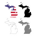 Set of Michigan map, united states of america. Flat concept icon vector illustration Royalty Free Stock Photo