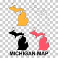 Set of Michigan map, united states of america. Flat concept icon vector illustration Royalty Free Stock Photo