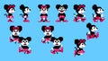 Set of Mickey and Mini Mouse moves, art of Mickey Mousecapade classic video game, pixel design vector illustration Royalty Free Stock Photo