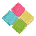 Set of microfiber cleaning cloths.