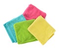 Set of microfiber cleaning cloths isolated on white.