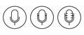 Set of microphone icon vector on circle line. Mic sign symbol Royalty Free Stock Photo