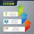 Set Microphone, Musical note in speech bubble and Air headphones. Business infographic template. Vector