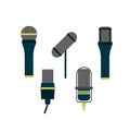 Set of microphones for audio podcast speech or music recording technology set of speech concert equipment equipment isolated on Royalty Free Stock Photo