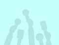 Set of Microphones silhouettes. Journalism concept, Mass Media, TV, Interview, Breaking News, press conference concept. Microphone