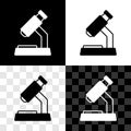 Set Microscope icon isolated on black and white, transparent background. Chemistry, pharmaceutical instrument Royalty Free Stock Photo