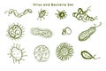 Set of microscopic bacteria and virus germs Royalty Free Stock Photo