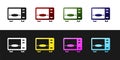 Set Microwave oven icon isolated on black and white background. Home appliances icon. Vector Royalty Free Stock Photo