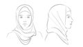 Middle Eastern arabian woman. Vector line sketch illustration. Royalty Free Stock Photo