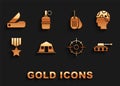 Set Military barracks, Army soldier, tank, Target sport, reward medal, dog tag, Swiss army knife and Hand grenade icon