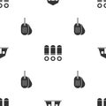 Set Military barracks, Bullet and dog tag on seamless pattern. Vector