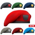 Set of Military colorful Berets Army Special