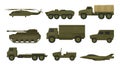 Set of military equipment. Vector illustration on a white background. Royalty Free Stock Photo