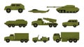 Set of military equipment. Vector illustration on a white background. Royalty Free Stock Photo