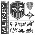 Set of military patches logos, badges and design elements. Graphic template.