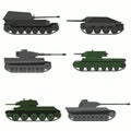 Set of military vehicles and tanks.