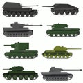 Set of military vehicles and tanks