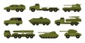 Set of military vehicles. Vector illustration on a white background. Royalty Free Stock Photo