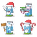 Set of milk box character with Santa candy book judge