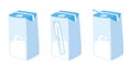 Set of milk in carton box vector design. Milk carton box with straw clipart. Milk box in different poses of straw cartoon Royalty Free Stock Photo