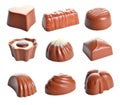 Set of Milk Chocolate sweets. Isolated on a white background. Royalty Free Stock Photo