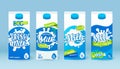 Set of milk tetra pack with different labels.