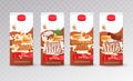 Set of milk tetra packs with different tastes.