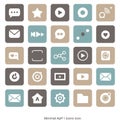 Set of 25 minimal app icons arranged in a 5x5 grid. Each icon is square with rounded Royalty Free Stock Photo