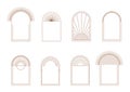 Set of minimal boho arch frames in trendy linear style.