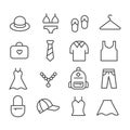 Set of minimal clothing icon vector isolated modern outline on white background