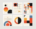 Set of minimal geometric bauhaus style design posters, vector template with primitive shapes elements Royalty Free Stock Photo