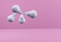 Set of minimal Idea 3d rendering render metallic style Design Concept Pink light bulb on a pink pastel background, 3d illustration