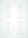 Set: minimal keys. Line grey icons. Vector illustration, flat design