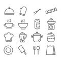 Set of minimal kitchen icon. Cooking concept in modern outline isolated on white background Royalty Free Stock Photo