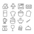 Set of minimal kitchen tools or cooking icon isolated modern outline on white background