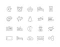 Set of Minimal Sleep Time Vector Line Icons. Perfect Pixel. Royalty Free Stock Photo