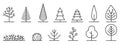 Set of minimal trees linear icons - vector Royalty Free Stock Photo