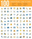 Set of 100 Minimal Universal Line Icons. Business Royalty Free Stock Photo