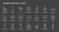 Set of Minimal Vape Vaping Culture Vector Line Icons. Perfect Pixel. Thin Stroke. 48x48 Royalty Free Stock Photo