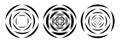 Abstract concentric circle vortex elements - geometric tunnel and ripple set. Vector illustration Royalty Free Stock Photo