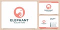 set of minimalist elephant logos and business cards