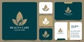 set of minimalist lotus flower logos and business cards