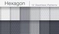 Set of Minimalist Seamless Vector Patterns. Hexagonal Tiles Royalty Free Stock Photo