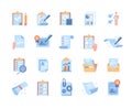 Set of minimalistic clipboard related essential icons on white background Royalty Free Stock Photo